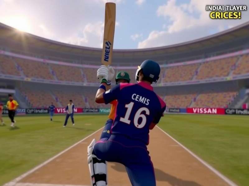 Indian Cricket VR Titan gameplay screenshot showing batting action